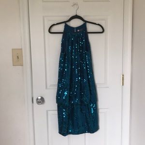 Halter blue sequin dress